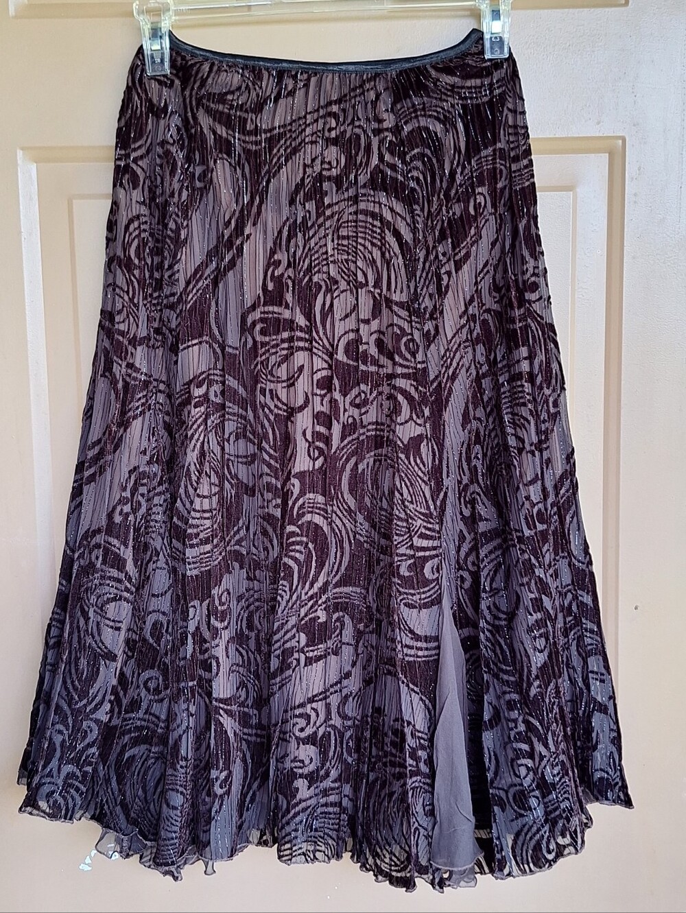 Komarov Small Chocolate Brown Midi Skirt Burnout Velvet Forest Fairy Grunge